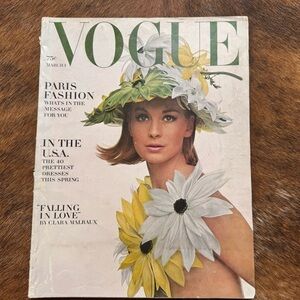 Vintage Vogue Magazine Cover with Floral Hat